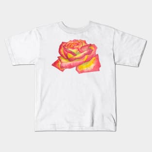 Beautiful yellow pink rose Kids T-Shirt